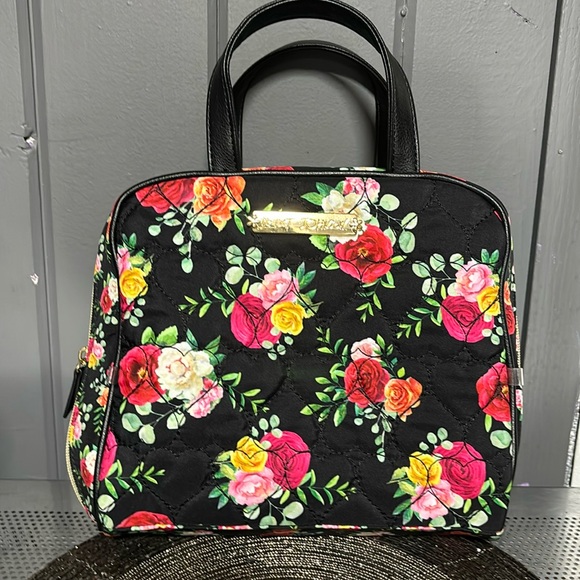 Betsey Johnson Handbags - Betsey Johnson Black Floral Makeup Bag